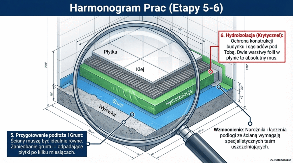 Etapy remontu łazienki - przygotowanie podłoża i hydroizolacja