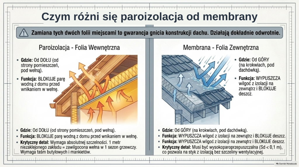 Różnica między paroizolacją a membraną dachową – gdzie montować i jaką pełnią funkcję
